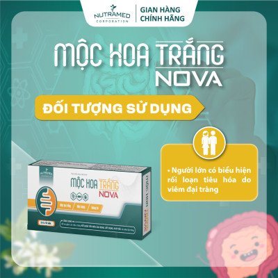 Viên uống Mộc Hoa Trắng No.va hỗ trợ cải thiện sức khỏe đường ruột, viêm đại tràng (30 viên) - Nutramed
