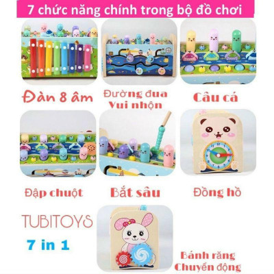 ĐỒ CHƠI GỖ-  trò chơi ĐẬP CHUỘT 7 IN 1 BẰNG GỖ- ĐẬP CHUỘT GỖ