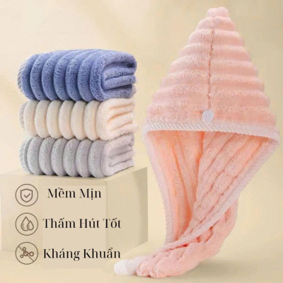 Khăn/Mũ Quấn Tóc  Cao Cấp – Thấm Hút Nhanh, Bảo Vệ Tóc Khỏi Hư Tổn
