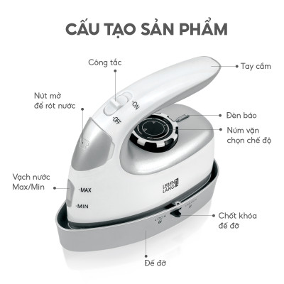 Bàn là hơi nước cầm tay mini Lebenlang LBL66673, bàn ủi hơi nước cầm tay công suất 1000W, bình chứa 90ml, nhỏ gọn và tiện lợi - hàng chính hãng