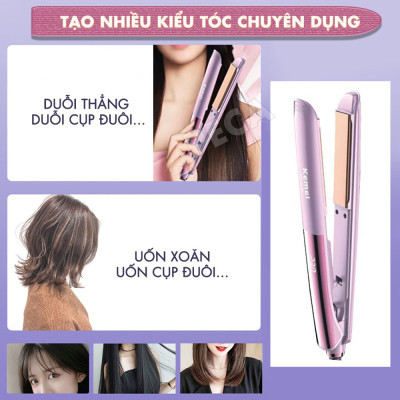 Máy duỗi tóc Kemei KM-3142 điều chỉnh 10 mức nhiệt sử dụng được cho mọi loại tóc - Hàng chính hãng