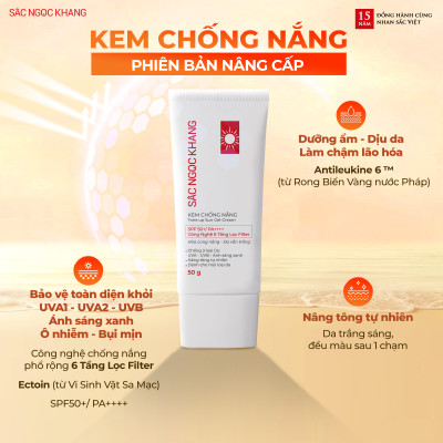 Combo Mờ Nám - Nâng Tông - Bảo Vệ Toàn Diện Kem chống nắng 50g + kem ngày 30ml + kem đêm 30g (Sắc Ngọc Khang Official)