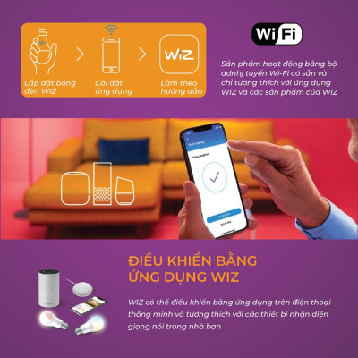 Combo 4 đèn LED âm trần thông minh WiZ Downlight Full Color 16 triệu màu Wifi & Matter, Hàng Chính Hãng, Bảo hành 1 Năm
