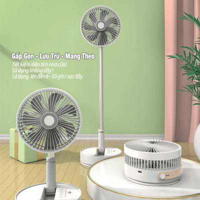 Quạt đứng tích điện P2000 thông minh không dây, điều khiển từ xa có đèn ngủ, gấp gọn lưu trữ tiện lợi, linh hoạt xoay quay tự động, hàng chính hãng