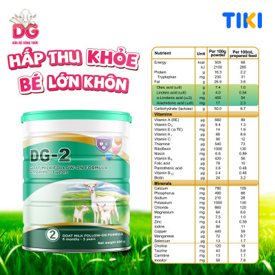 [Tặng Bình Giữ Nhiệt] Combo 3 Lon Sữa Dê Công Thức DG-2 800g (HSD: 7/2026)