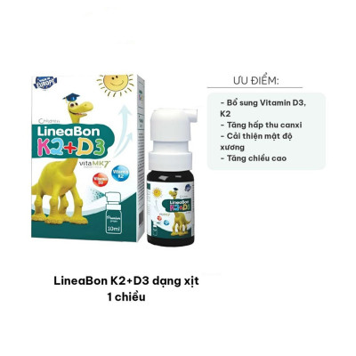 LineaBon Spray Vitamin K2 D3 Dạng Xịt 10ml Hỗ Trợ Phát Triển Chiều Cao Chắc Khỏe Xương