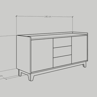 [Happy Home Furniture] KINA , Kệ ti vi 3 ngăn kéo - 2 cửa mở , 140cm x 40cm x 68cm ( DxRxC), KTV_011