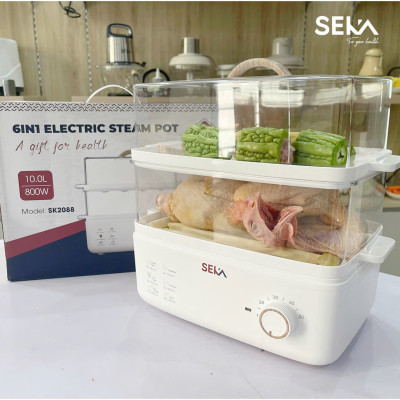 Nồi Hấp Điện 2 Tầng Đa Năng 6in1 Seka SK6610 (SK2088) Model 2024 - Nồi Hấp Hẹn Giờ - Dung Tích 10L - Hàng Chính Hãng