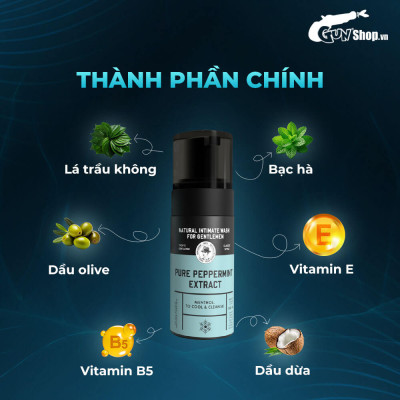 Dung dịch vệ sinh nam dạng bọt, tinh chất bạc hà tươi mát Shell Pure Peppermint Extract - Chai 100ml