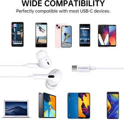 Tai nghe Choetech OC-A011 dây nhét tai Type C có đệm cao su (Hàng chính hãng)