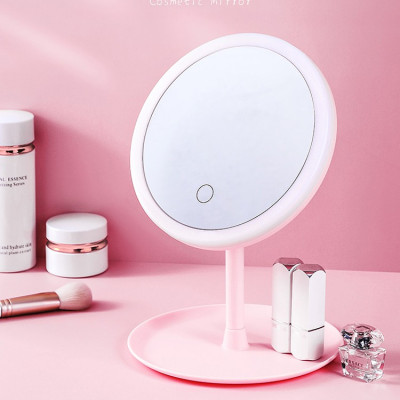 Gương Tròn Soi Trang Điểm Để Bàn Có Đèn Led Thông Minh Tích Điện Siêu Hot- Thiết Kế Hiện Đại- Hàng Chính Hãng MINIIN