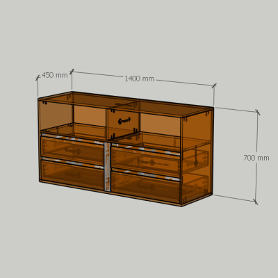 HAPPY FURNITURE , Tủ lưu trữ 4 ngăn kéo  , THK_319 , 140cm x 45cm x 70cm DxRxC