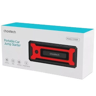 Bộ kích nguồn ô tô Choetech TC0009 2000A sạc pin cầm tay dung lượng 16000mAh tích hợp đèn Led 3 chế độ (Hàng chính hãng)