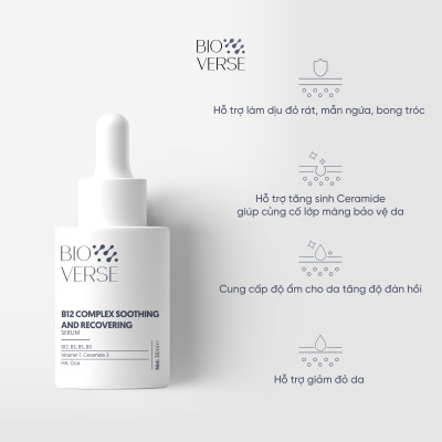 Serum B12 làm dịu kích ứng & phục hồi giảm đỏ  B12 Complex Soothing and Recovering Bioverse 30ml