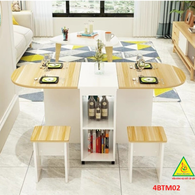Bàn ăn gấp gọn, bàn ăn thông minh 4BTM02- Nội thấtv lắp ráp Viễn Đông Adv