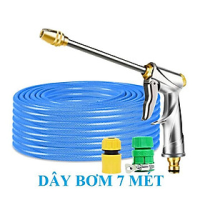 ️ Bộ dây vòi xịt nước rửa xe, tưới cây , tăng áp 3 lần, loại 7m, 10m 206701-2 đầu đồng, cút, nối PE