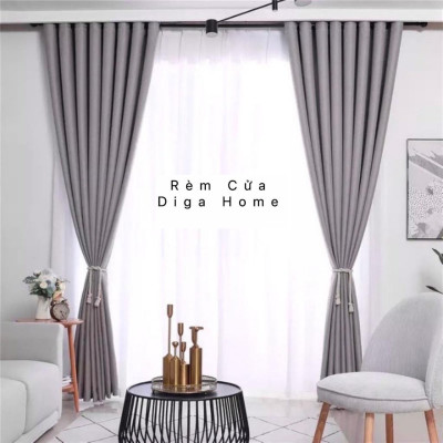 Rèm Trang Trí Cửa Sổ,Cản Nắng- Hoạ Tiết Trơn - Màu Xám Khói, NHIỀU KÍCH THƯƠC, CÓ SẴN