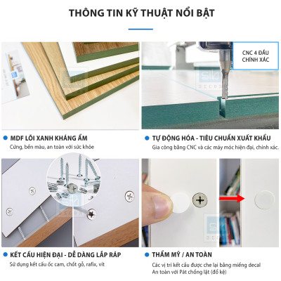 Bàn Học, Làm Việc Với Thiết Kế Đơn Giản Kèm Kệ Sách Nhiều Ngăn SIB Decor (Không Gồm Ghế) BLV13
