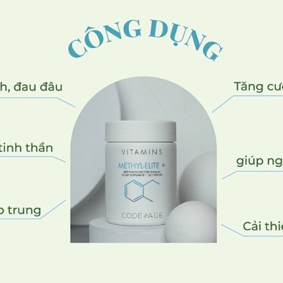 Viên uống bổ não CodeAge Methyl Elite+ - Hỗ Trợ Ngủ Ngon, Tăng Tập Trung, Giảm Stress 120 Viên