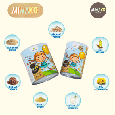 Sữa MIWAKO Vị Gạo Hộp 700g x 1 Hộp Chuẩn Hữu Cơ USDA, Cải Thiện Tiêu Hóa, Thuần Chay - Miwako