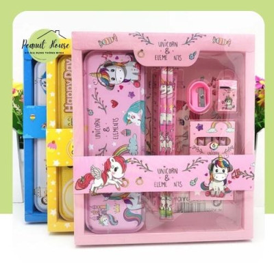 Hộp bút Kuromi Melody Cinnamoroll 7 món cute dễ thương hoạt hình Sanrio cho bé - giao mẫu ngẫu nhiên