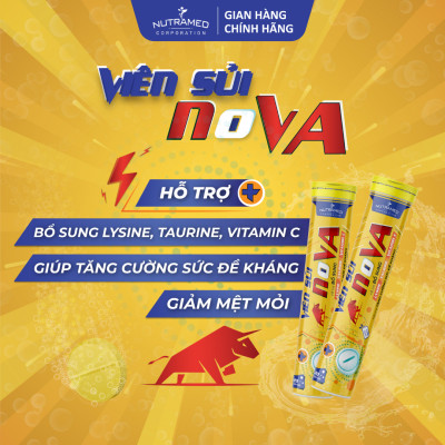 Viên sủi N.o.v.a hỗ trợ tăng cường sức đề kháng, giảm căng thẳng, mệt mỏi (20 viên) - Nutramed