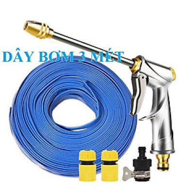 Bộ dây vòi xịt nước rửa xe,tưới cây ,tăng áp 3 lần,loại 3m,5m 206701-2 đầu đồng,cút nhựa nối nhựa đen+ đai