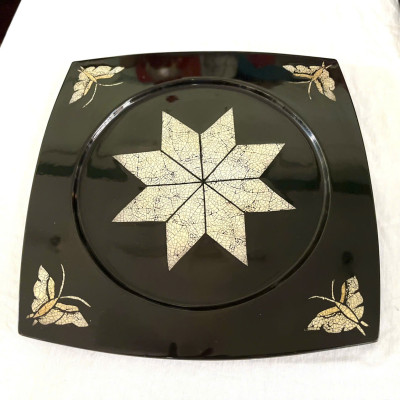 Dĩa sơn mài cao cấp Thanh Bình Lê cẩn trứng đẹp, hàng xuất khẩu 30x30 cm