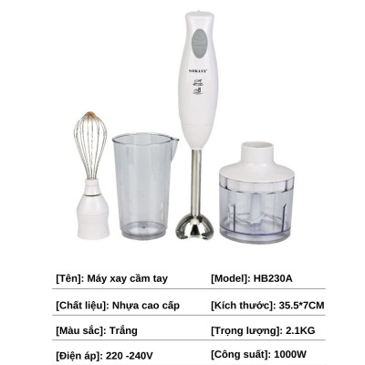 Máy xay cầm tay đa năng 4in1 SOKANY HB230A công suất cao 1000W máy xay sinh tố cầm tay đa năng cao cấp - HÀNG CHÍNH HÃNG