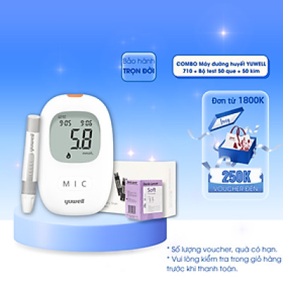 Máy đo đường huyết Yuwell Accusure 710 Kèm 60 que thử đường huyết và 60 kim lấy máu