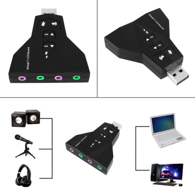 USB to Sound 3D Virtual 7.1 4 cổng - Hàng Nhập Khẩu