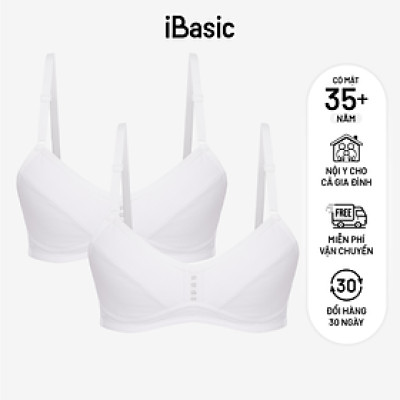 Combo 2 áo lót học sinh không mút phối ren iBasic VA107