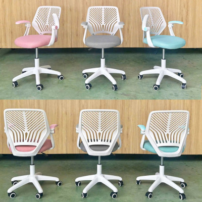 Ghế xoay học sinh lưng nhựa nệm hồng CE1037-2M Nội thất Capta Lưng nhựa đúc khung nhựa trắng nệm vải lưới tay gấp điều chỉnh chân nhựa xoay màu trắng nhập khẩu hcm