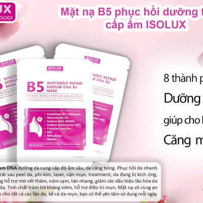 Mặt nạ ISOLUX Whitening Repair Sodium DNA B5 mask 25ml hạn 2027 dưỡng trắng cấp ẩm phục hồi