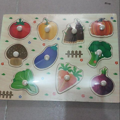 Bảng ghép gỗ hình hoa quả có núm gỗ