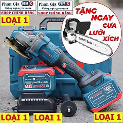 [LOẠI 1] Máy mài pin Boshun 21V - Bộ 2 pin 15CELL ABS, Động cơ không Chổi Than 100% Lõi Đồng, Bảo hành 1 năm