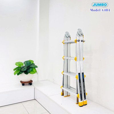 Thang nhôm rút lồng JUMBO A404 - Chữ A cao nhất 2.0m, chữ I cao nhất 4.0m, tải trọng 300kg
