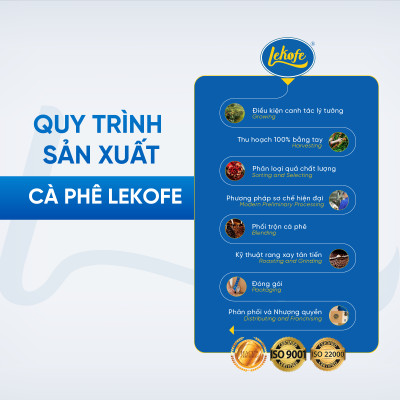 Cà phê nguyên hạt Bình Minh Lekofe 100% Robusta Đắng đậm chát nhẹ Túi 1000gram