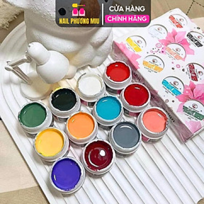 Gel Vẽ Feng Shangmei 12 Màu Cao Cấp Đậm Đặc 8g/Hũ Làm Nail Chuyên Dụng Phương Miu Nữ Women