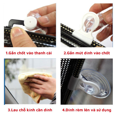 Màn Che Chống Nắng Ô Tô Rèm Cuộn Che Nắng Có Nút Hít Hít Kính 58x125cm (lớn)