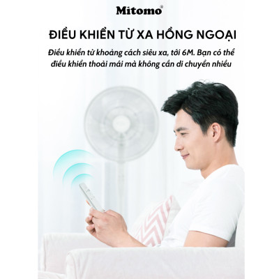 Quạt Cây Đứng Cao Cấp Mitomo FCE - 50AE MAX, có điều khiển từ xa, hẹn giờ, hoạt động siêu êm  hàng chính hãng