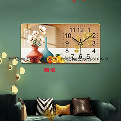 Tranh đồng hồ treo tường tráng gương 3d cao cấp Giá xưởng {Tặng kèm pin đinh treo không cần khoan tường} size 35x70