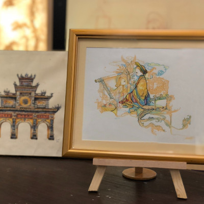 Tranh treo tường "Thêu Chân Dung Họa Tâm Hồn" - Tranh trang trí treo tường phòng ngủ, phòng khách, trang trí góc học tập, làm việc