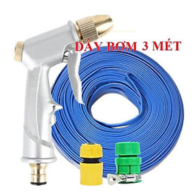 ️ Bộ dây vòi xịt nước rửa xe,tưới cây ,tăng áp 3 lần,loại 3m,5m 206701 đầu đồng,cút nối nhựa vàng.