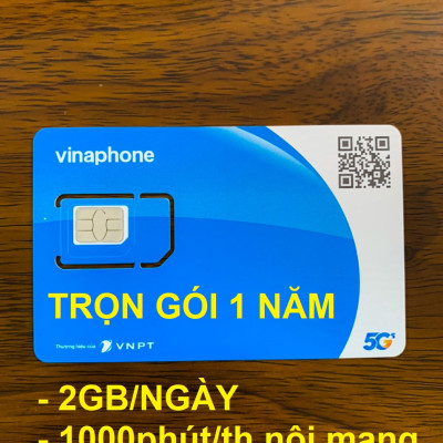 SIM 4G VINAPHONE TRỌN GÓI 1 NĂM - CHỌN LOẠI: 2GB/ngày, 6GB/ngày, 500GB/tháng - Hàng chính hãng