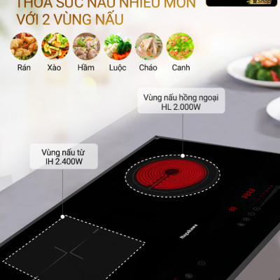 Miễn phí giao lắp toàn quốc - Bếp Âm Đôi Từ Hồng Ngoại Premium Nagakawa NAG1252M - Bảo hành 5 năm - Made in Malaysia - Hàng Chính Hãng