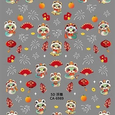 Sticker 5D Dán Móng Tết 2025 Hình Rắn, Hình Dán Móng Đèn Lồng, Tia Sáng p.hoa, Quả Đào Dễ Thương Diy