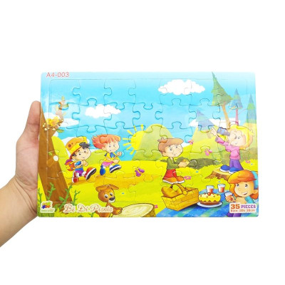 Bộ Xếp Hình Khổ A4 Puzzle Minh Châu 35-03 - Bé Đi Picnic (35 Mảnh Ghép)