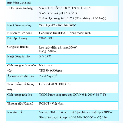 Máy Lọc Nước Điện Giải Ion Kiềm ROBOT IonSmart 710 Nóng Thông Minh Tạo 10 Loại Nước Sử Dụng - Hàng Chính Hãng