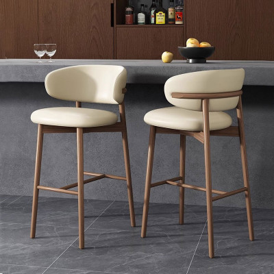 Ghế đảo bếp gỗ ash cao 65cm nệm pvc CB LEO-65P Nội thất Capta Ghế bar gỗ tần bì cao cấp lưng tựa cong tỉ mỉ nệm bọc simili tại tp hcm